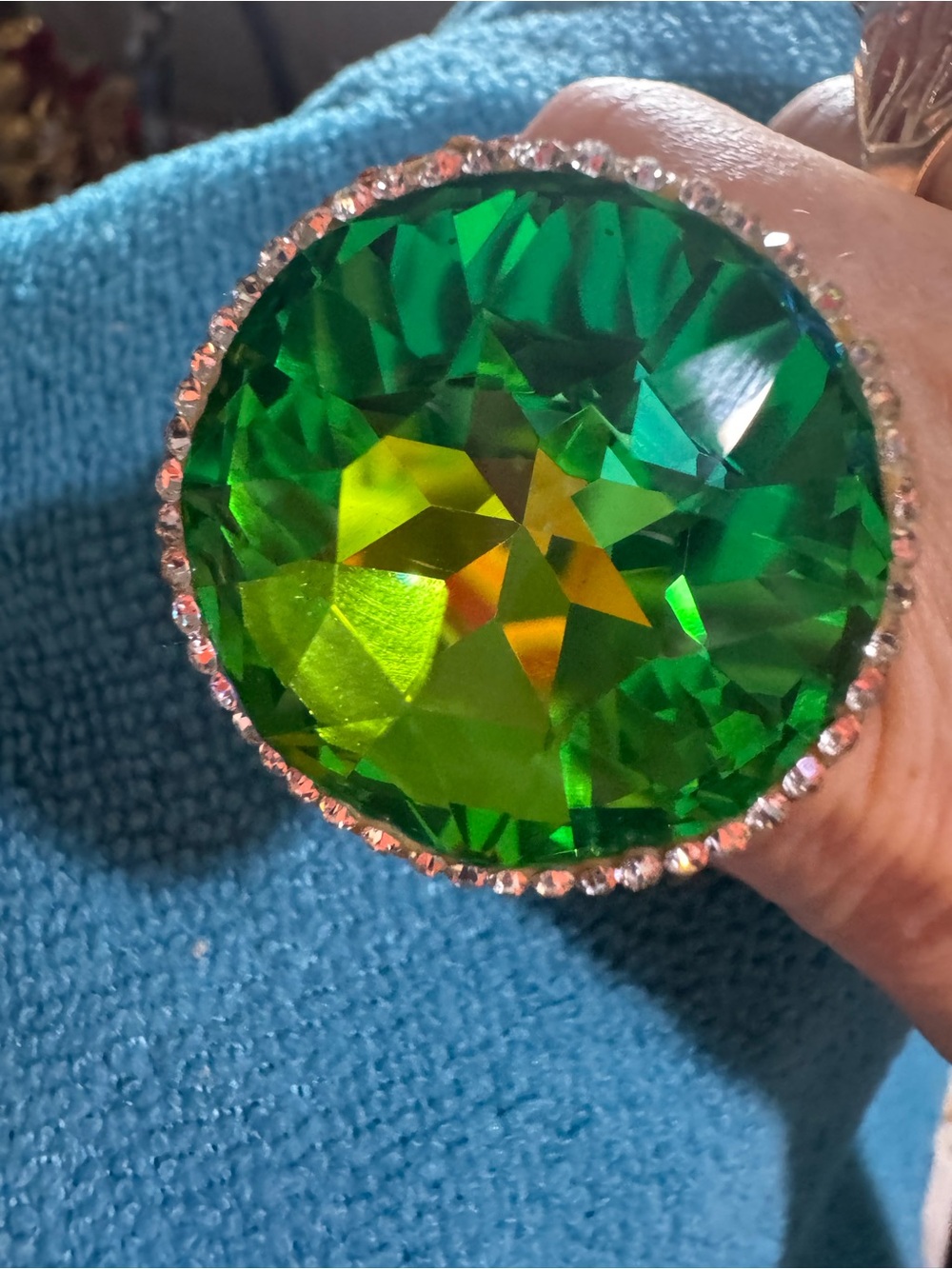 AUSTRIAN CRYSTAL statement ring adjustable gorgeous setting decorative bezel